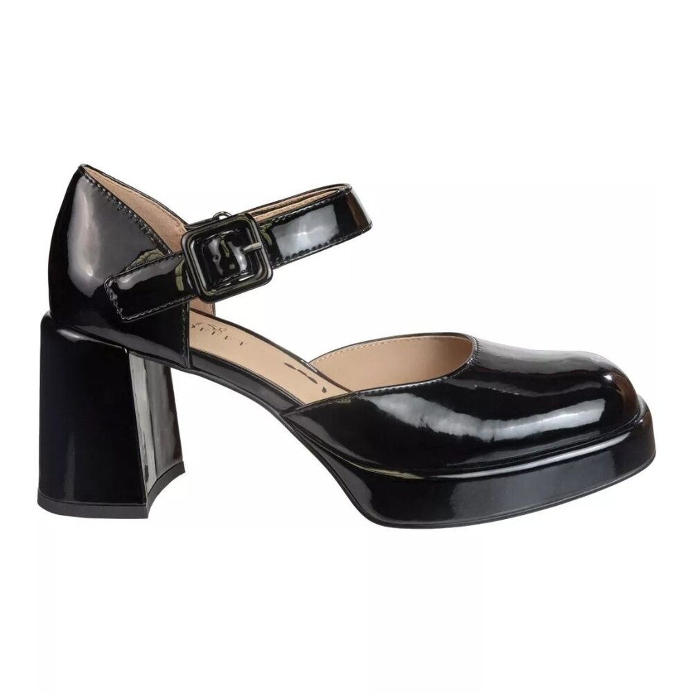 $180 Naked Feet Estonia Platform Mary Jane Pump CHUNKY PATENT BLACK 9.5 (DB25)